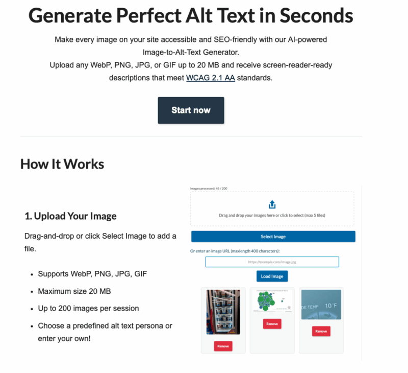 Image to Alt Text Website Screenshot